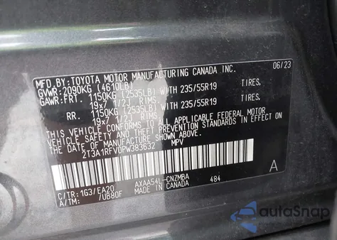 2023 Toyota Rav4 Xle Premium z USA, uszkodzony, nr VIN 2T3A1RFV0PW383632